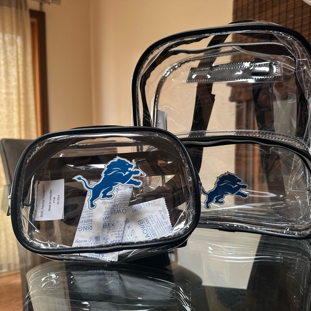Clear Stadium Bag Set with Lion’s Logo